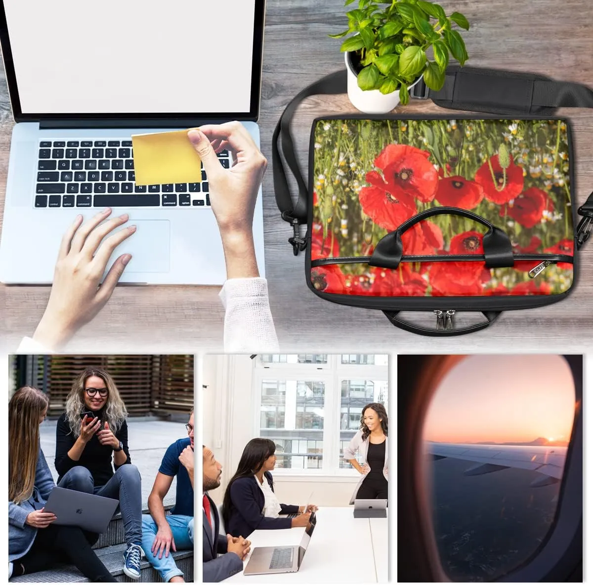 Lighthouse Sailing Ocean Theme Laptop Shoulder Messenger Bag Waterproof Laptop Briefcase with Handle and Padded Strap