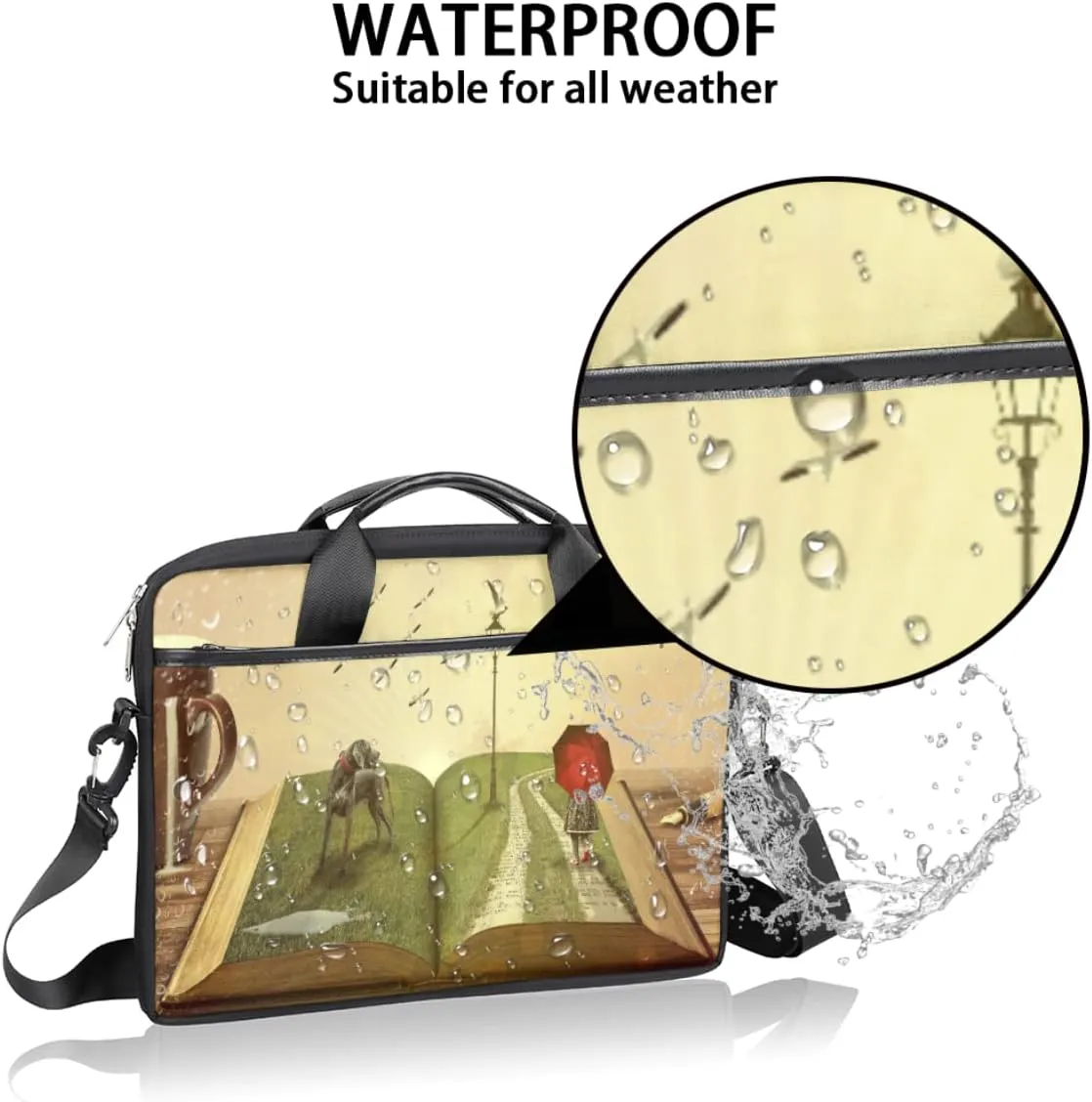 Love Lettering Doodle Laptop Shoulder Messenger Bag Waterproof Laptop Briefcase with Handle and Padded Strap Case Sleeve