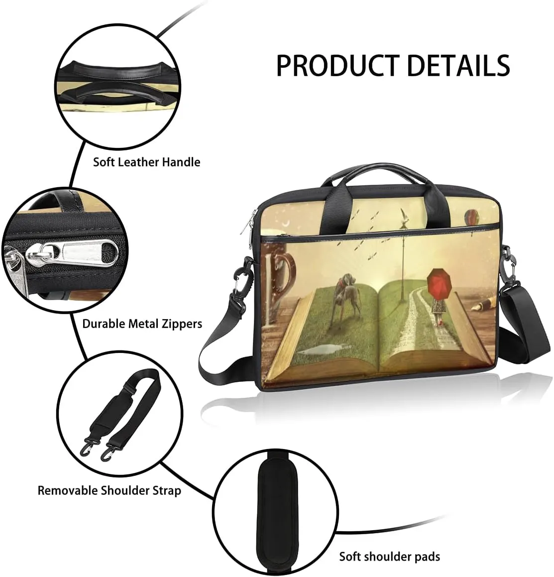 Love Lettering Doodle Laptop Shoulder Messenger Bag Waterproof Laptop Briefcase with Handle and Padded Strap Case Sleeve