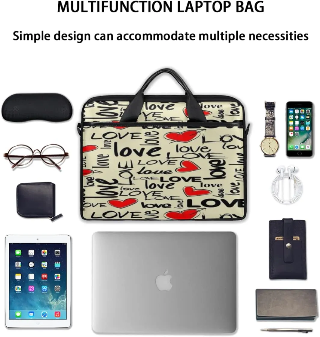 Love Rainbow Stripes Laptop Shoulder Messenger Bag Waterproof Laptop Briefcase with Handle and Padded Strap Case Sleeve
