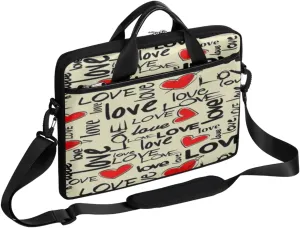 Love Rainbow Stripes Laptop Shoulder Messenger Bag Waterproof Laptop Briefcase with Handle and Padded Strap Case Sleeve