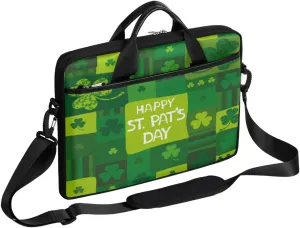 Lucky Clovers Laptop Shoulder Messenger Bag Waterproof Laptop Briefcase with Handle and Padded Strap Case Sleeve