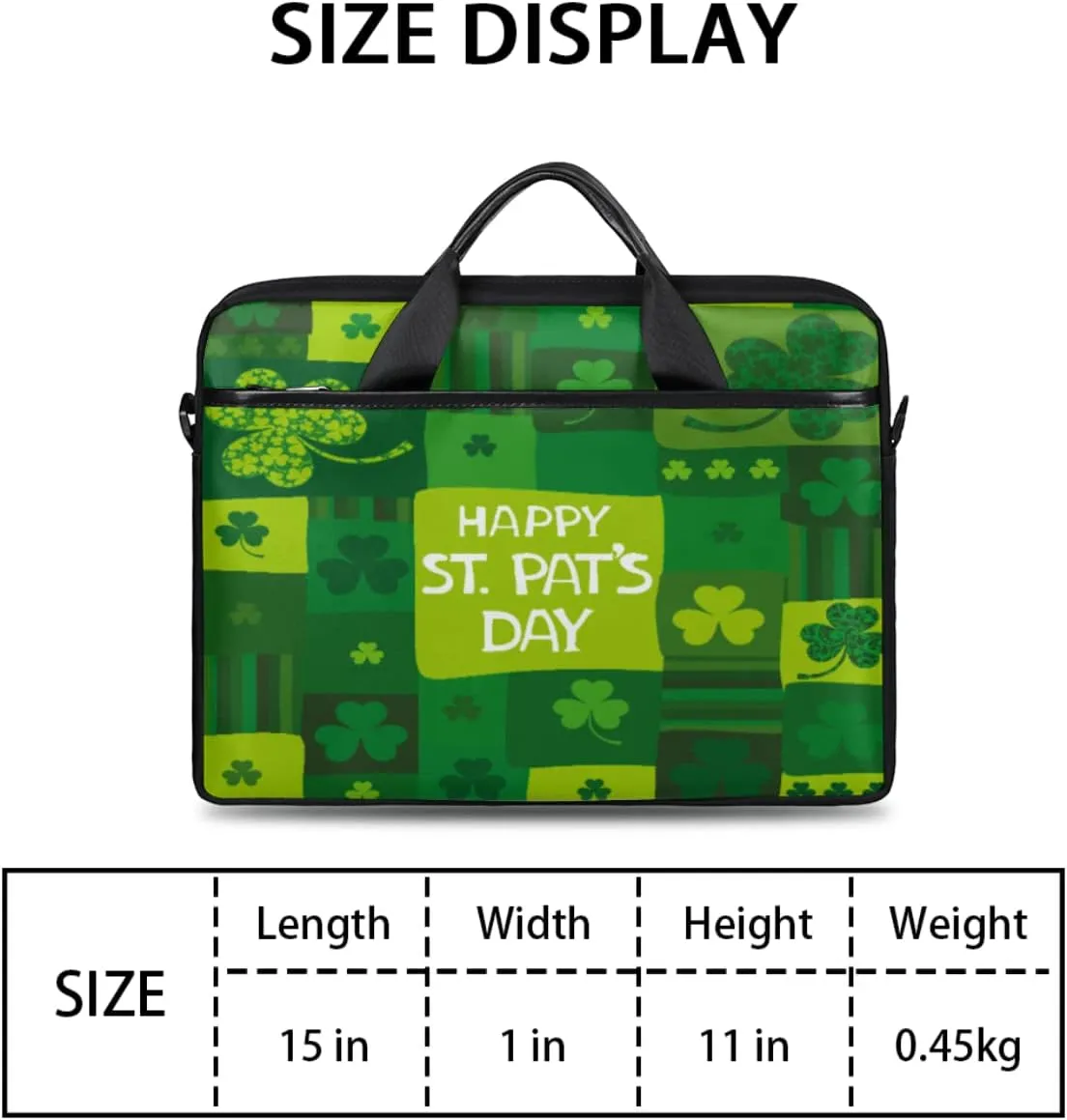 Lucky Clovers Laptop Shoulder Messenger Bag Waterproof Laptop Briefcase with Handle and Padded Strap Case Sleeve