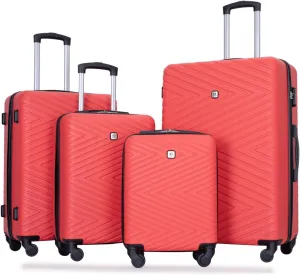 Luggage 4-Piece ABS Lightweight Suitcase Set with 360 Spinner Wheels, TSA Lock - 16/20/24/28 Inch