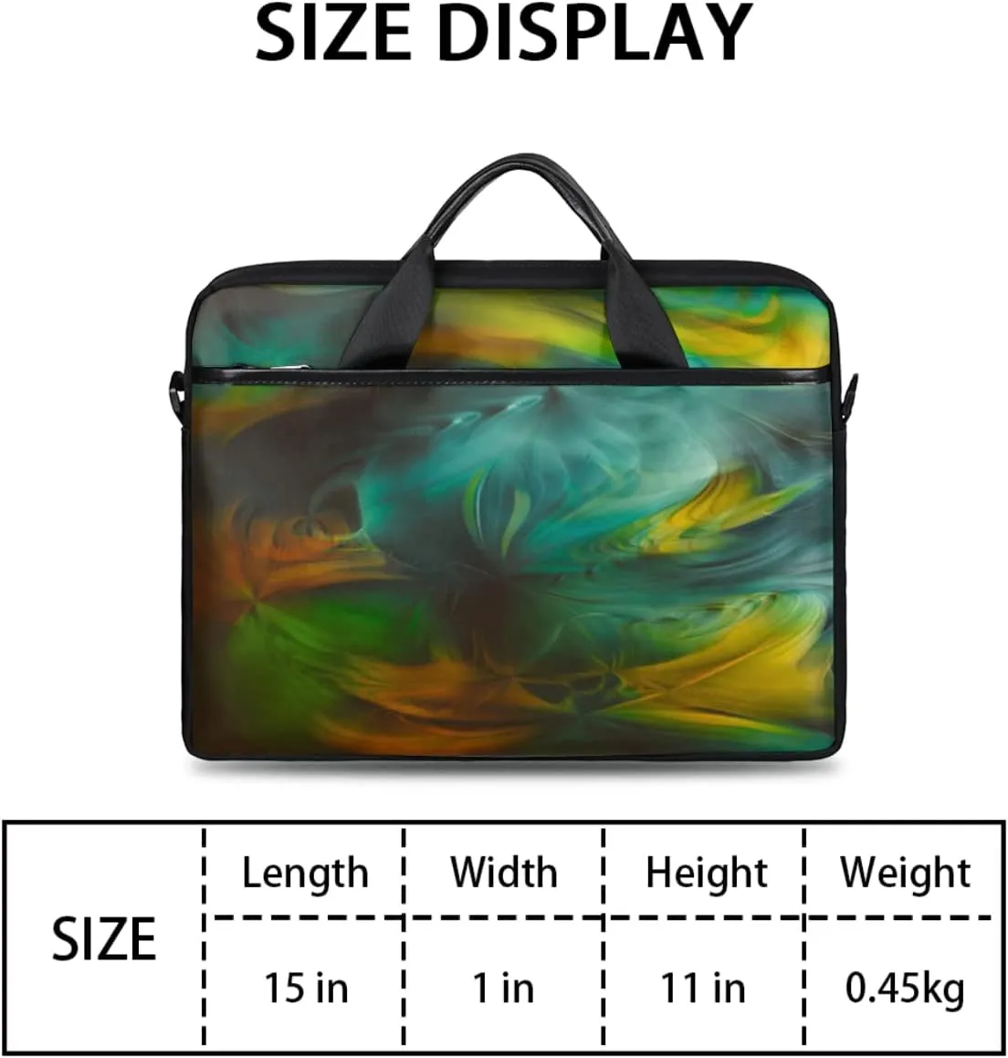 Marble Geometric Pattern Laptop Shoulder Messenger Bag Waterproof Laptop Briefcase Handle Padded Strap