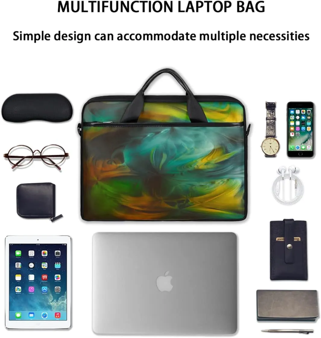 Marble Geometric Pattern Laptop Shoulder Messenger Bag Waterproof Laptop Briefcase Handle Padded Strap