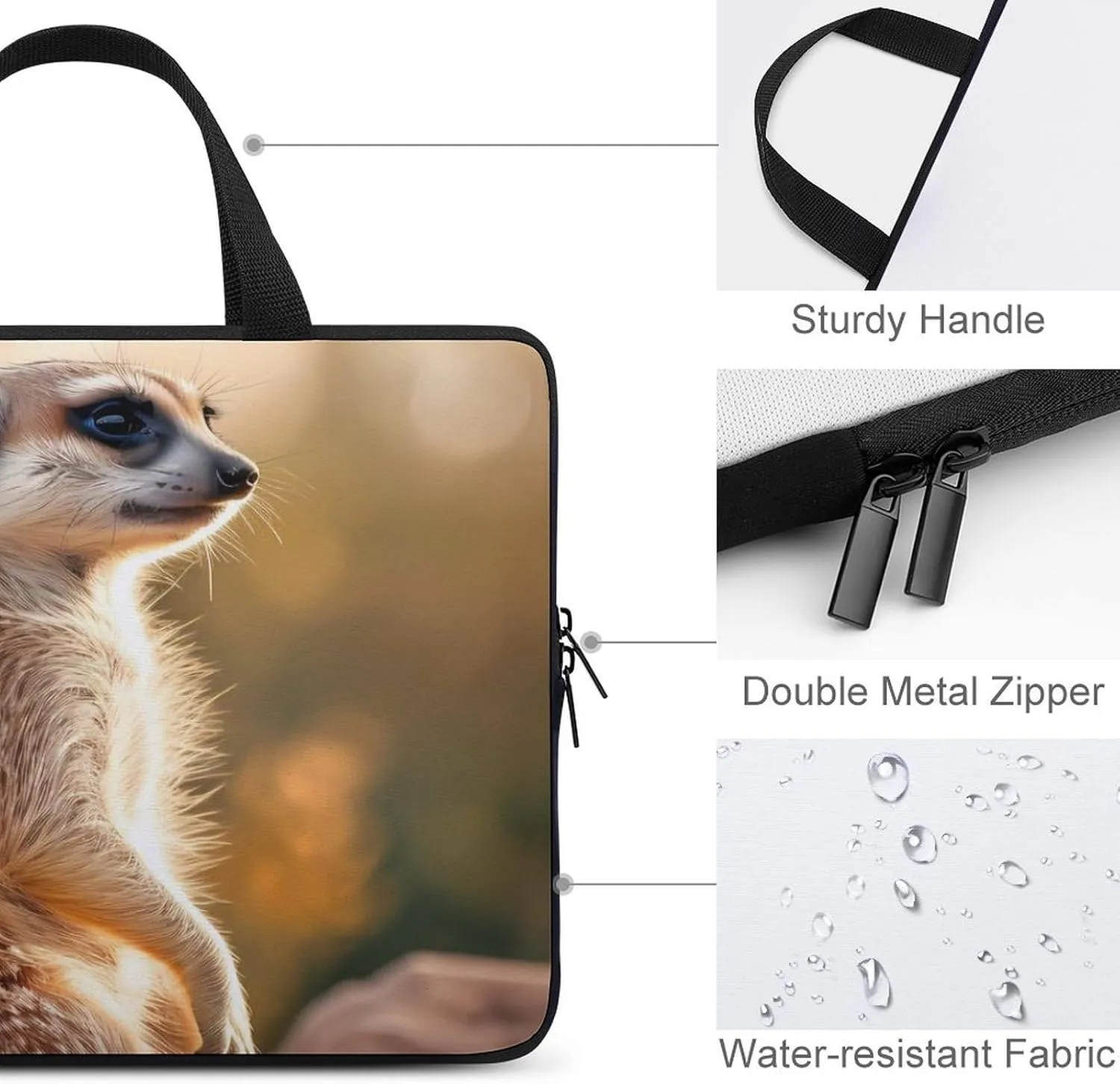 Meerkat Laptop Bag Carrying Case Computer Protective Sleeve Case Briefcase for Men Women