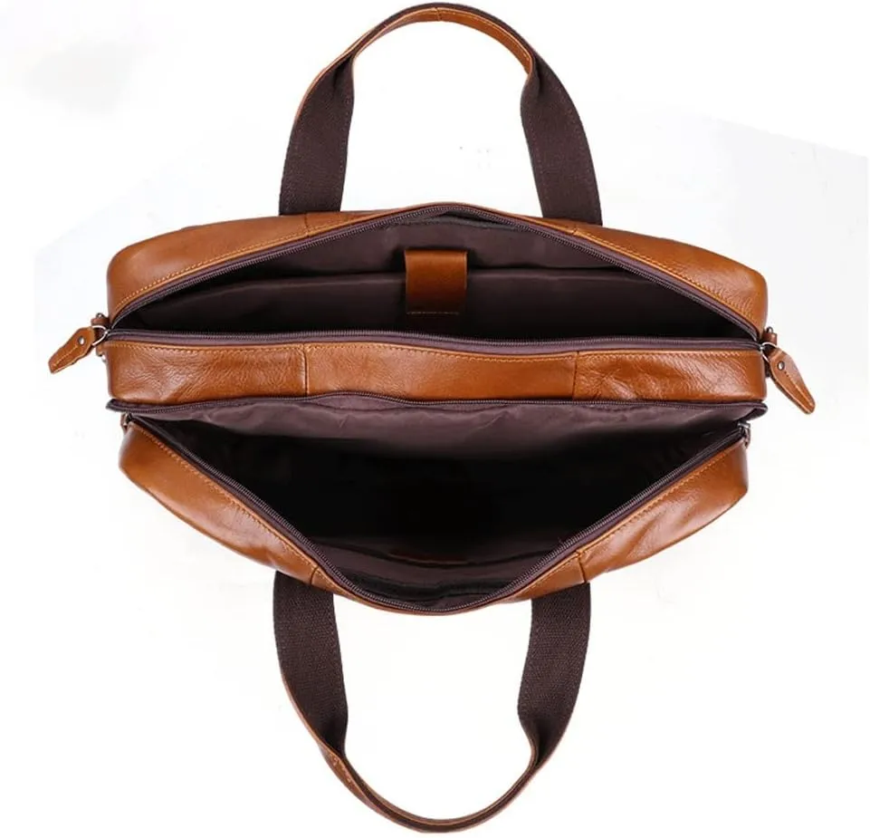 Men's Briefcases Leather Laptop Bag Large Capacity Business Messenger Bags Office Shoulder Bag Handbag