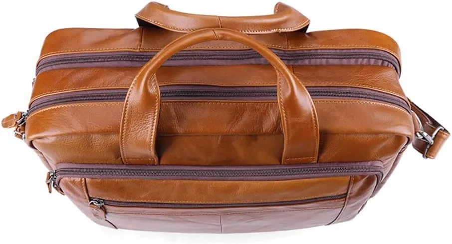 Men's Briefcases Leather Laptop Bag Large Capacity Business Messenger Bags Office Shoulder Bag Handbag