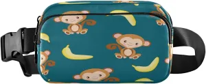 Monkey Yellow Banana Belt Bag for Women Men Fanny Pack Small Waist Pouch Crossbody Bags for Outdoor Hiking Running Travel