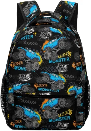 Monster Truck Car Backpack Lightweight Casual Daypack with Chest Strap, Computer Bags for Women Men Hiking Travel Work and Business 16 Inch