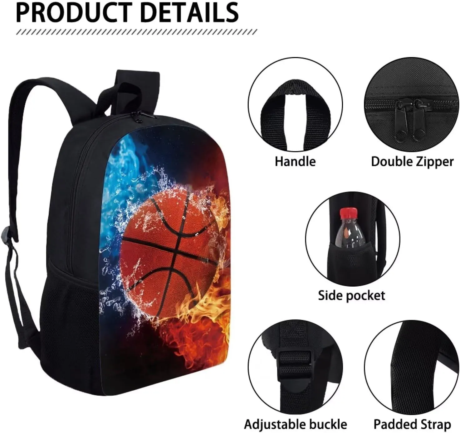Mumeson Basketball Kids Backpack School Bag, School Backpack for Girls Teen Boys Girl Durable Back to School Book Bags Satchel