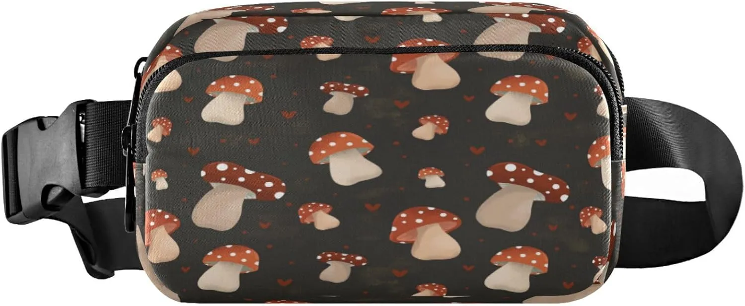 Mushrooms Autumn Forest Brown Belt Bag for Women Men Fanny Pack Small Waist Pouch Crossbody Bags for Outdoor Hiking Running Travel