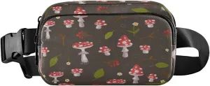 Mushrooms Leaf Forest Brown Belt Bag for Women Men Fanny Pack Small Waist Pouch Crossbody Bags for Outdoor Hiking Running Travel