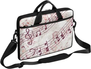 Musical Music Note Floral Laptop Shoulder Messenger Bag Waterproof Laptop Briefcase with Handle and Padded Strap Case Sleeve for 13 13.3 14 15.6 Inch Laptop Case