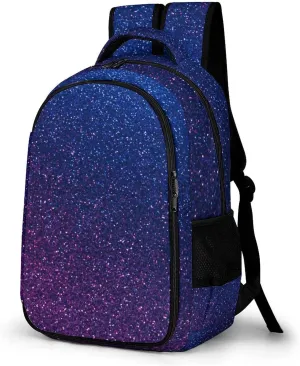 Neon Glitter Sparkles Large Travel Backpack Bokeh Blue Pink Bags Daypack Laptop Work Computer Hiking Back Packs with Multiple Pockets