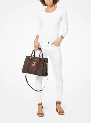 Nouveau Hamilton Large Logo and Leather Satchel