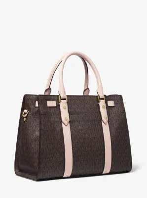 Nouveau Hamilton Large Logo and Leather Satchel