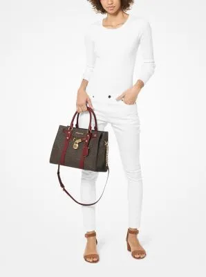 Nouveau Hamilton Large Logo and Leather Satchel