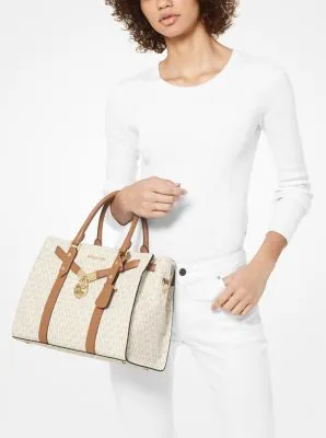 Nouveau Hamilton Large Logo and Leather Satchel