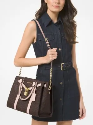 Nouveau Hamilton Large Logo and Leather Satchel