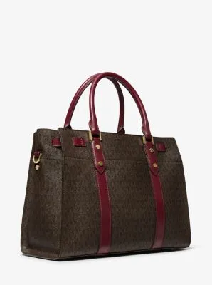 Nouveau Hamilton Large Logo and Leather Satchel