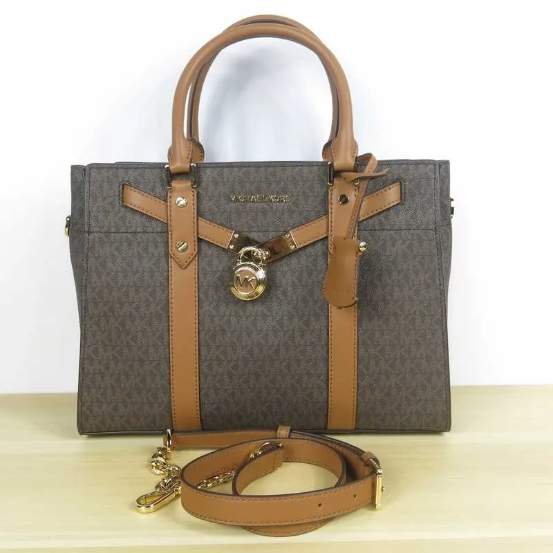Nouveau Hamilton Large Logo and Leather Satchel