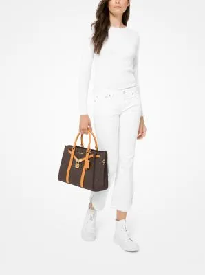 Nouveau Hamilton Large Logo and Leather Satchel