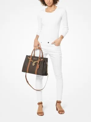 Nouveau Hamilton Large Logo and Leather Satchel