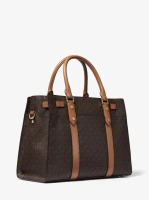 Nouveau Hamilton Large Logo and Leather Satchel