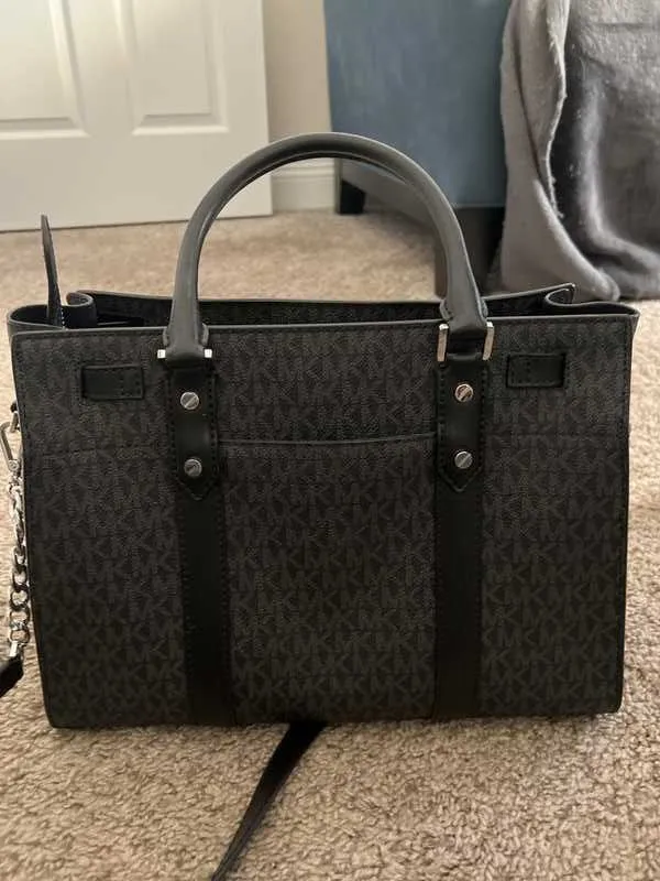 Nouveau Hamilton Large Logo Metallic Stripe Satchel
