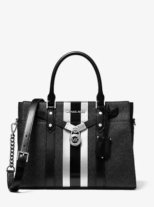 Nouveau Hamilton Large Logo Metallic Stripe Satchel