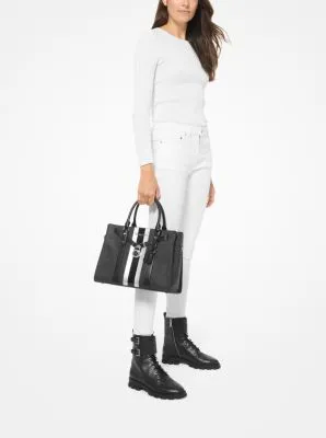 Nouveau Hamilton Large Logo Metallic Stripe Satchel