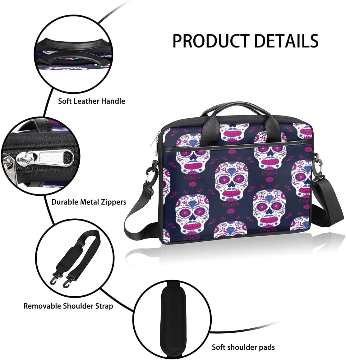 Painted Hearts Love Laptop Shoulder Messenger Bag Waterproof Laptop Briefcase Handle Padded Strap