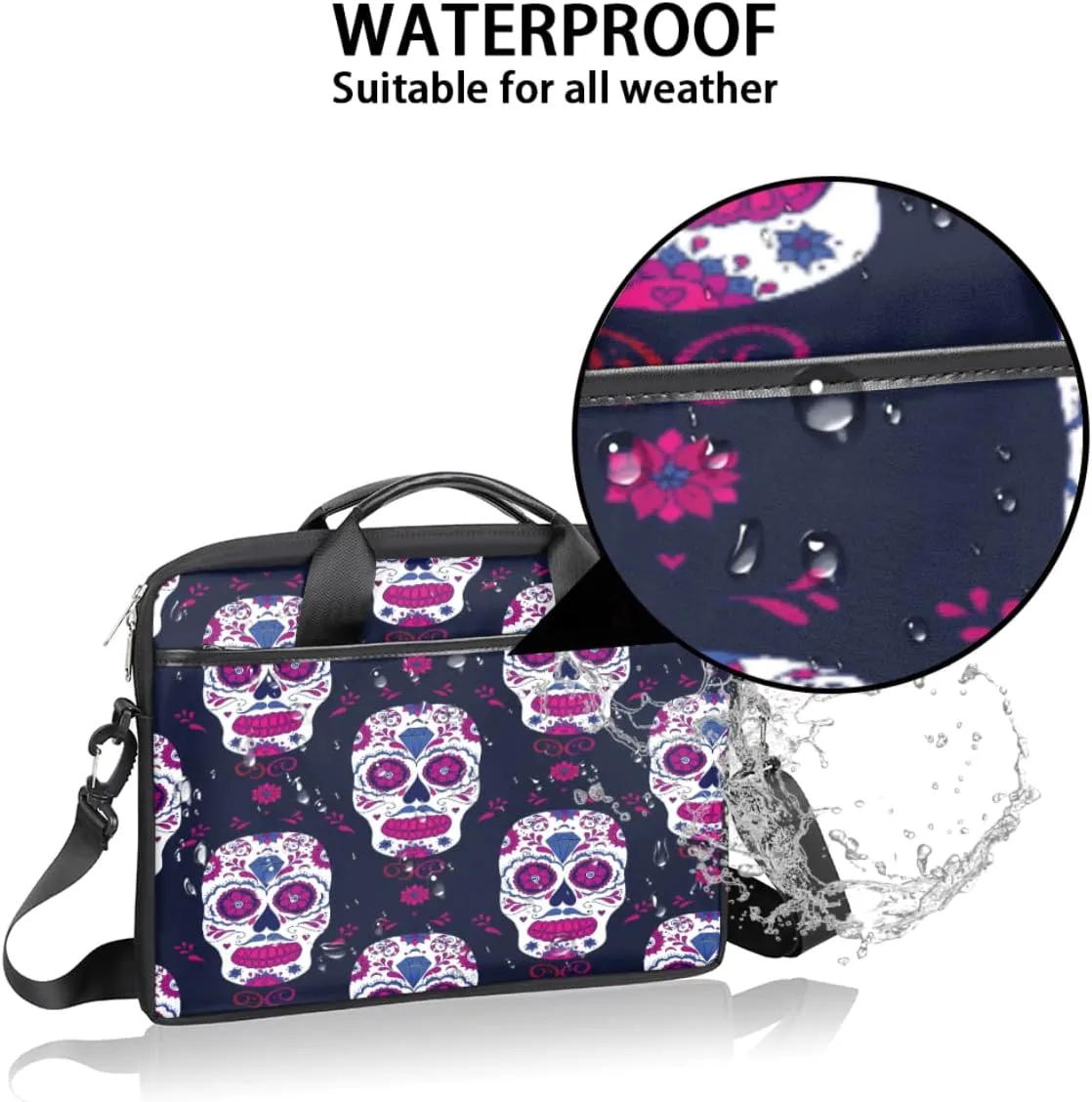 Painted Hearts Love Laptop Shoulder Messenger Bag Waterproof Laptop Briefcase Handle Padded Strap