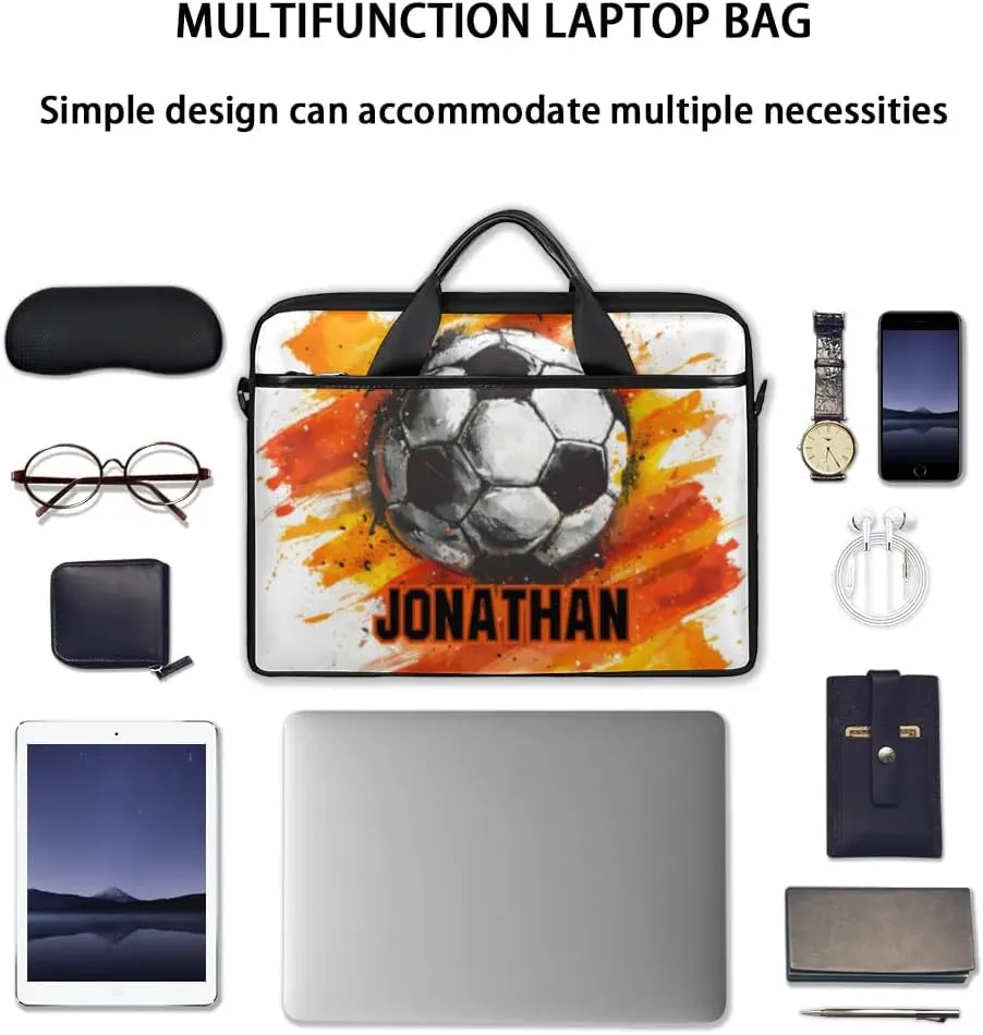 Personalized Soccer Laptop Bag Case Briefcases, Custom Computer Cases for Laptops, Tablet Shoulder Bag Carrying Case