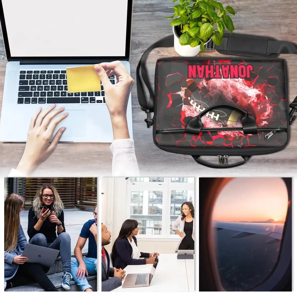Personalized Soccer Laptop Bag Case Briefcases, Custom Computer Cases for Laptops, Tablet Shoulder Bag Carrying Case