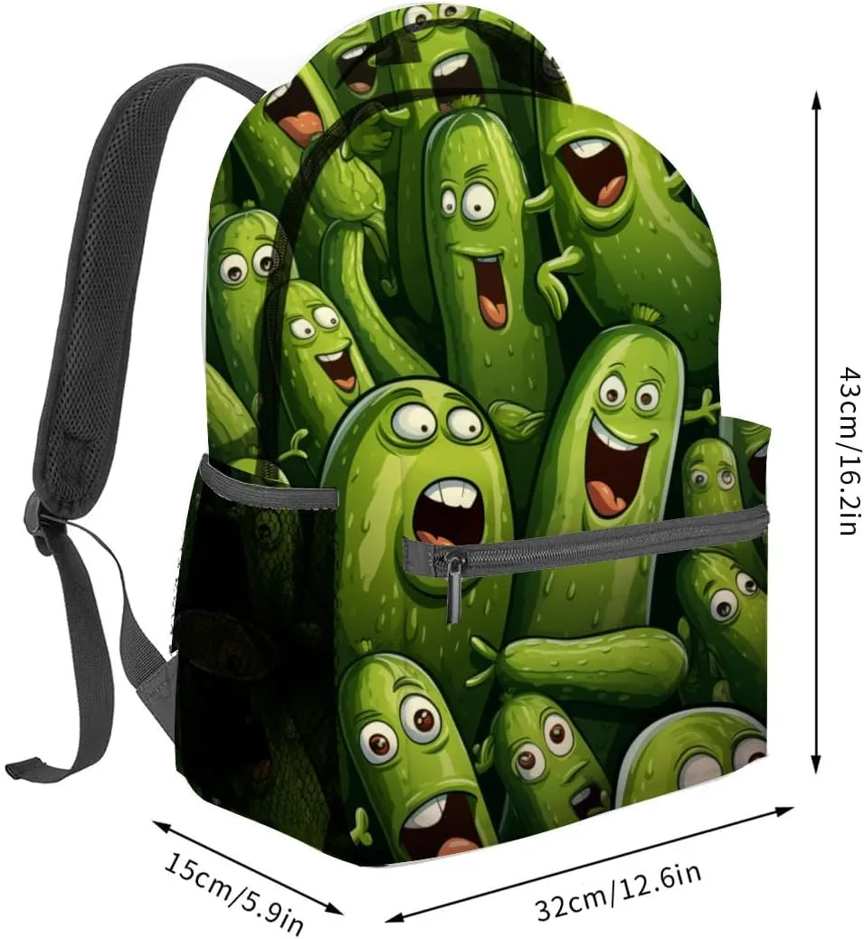 Pickle Backpack Travel Backpacks Laptop Rucksack,School Bookbag for Women Kids Boys Girls,Fun Food Back Pack Accessories Bags,Ideal Gifts for Work, Outdoor Adventures