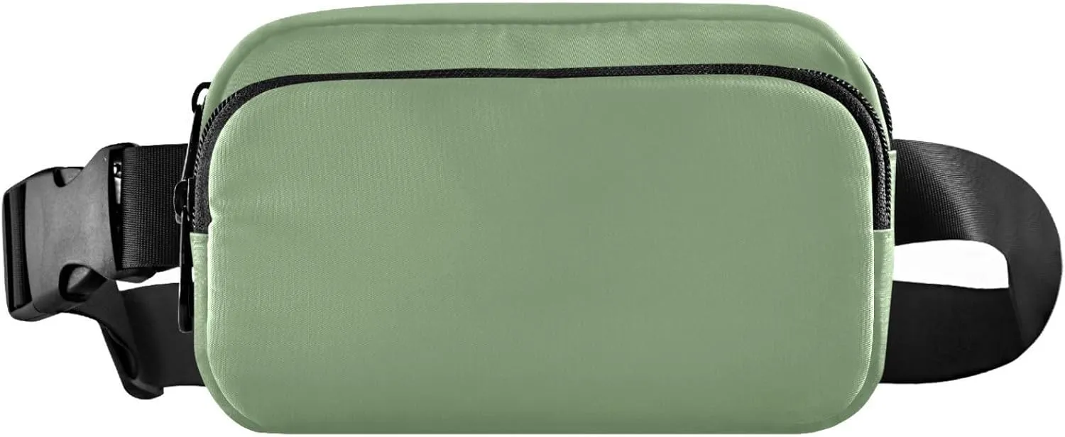 Plain Green Sage Belt Bag for Women Men Grey Green Color Fanny Pack Small Waist Pouch Crossbody Bags for Outdoor Hiking Running Travel