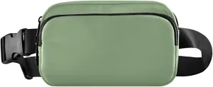 Plain Green Sage Belt Bag for Women Men Grey Green Color Fanny Pack Small Waist Pouch Crossbody Bags for Outdoor Hiking Running Travel