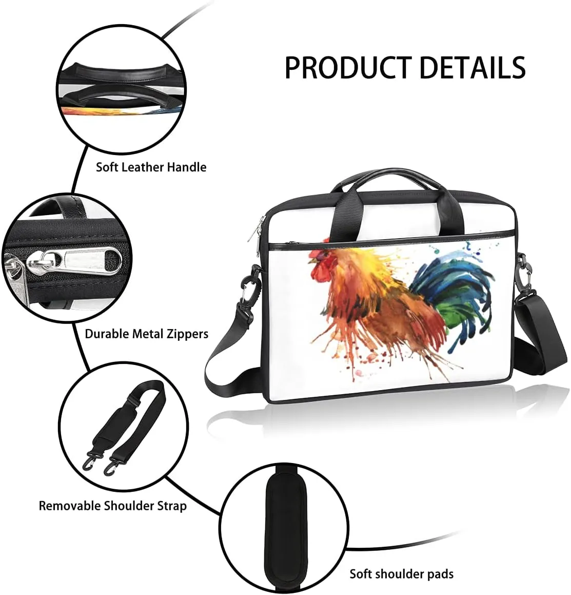 Plant Sunflower Pattern Laptop Shoulder Messenger Bag Waterproof Laptop Briefcase with Handle and Padded Strap Case Sleeve