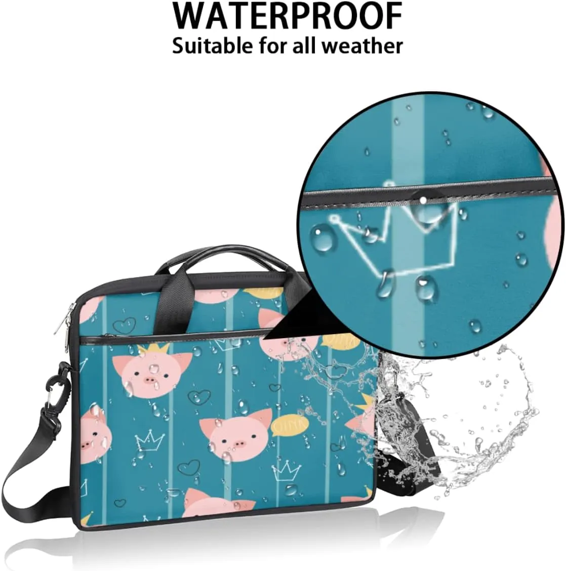 Plant Sunflower Pattern Laptop Shoulder Messenger Bag Waterproof Laptop Briefcase with Handle and Padded Strap Case Sleeve
