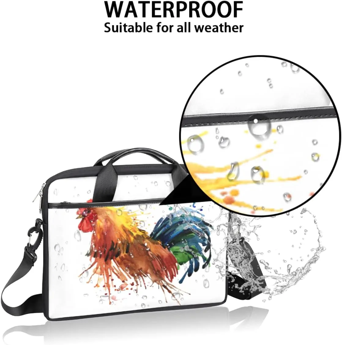 Plant Sunflower Pattern Laptop Shoulder Messenger Bag Waterproof Laptop Briefcase with Handle and Padded Strap Case Sleeve
