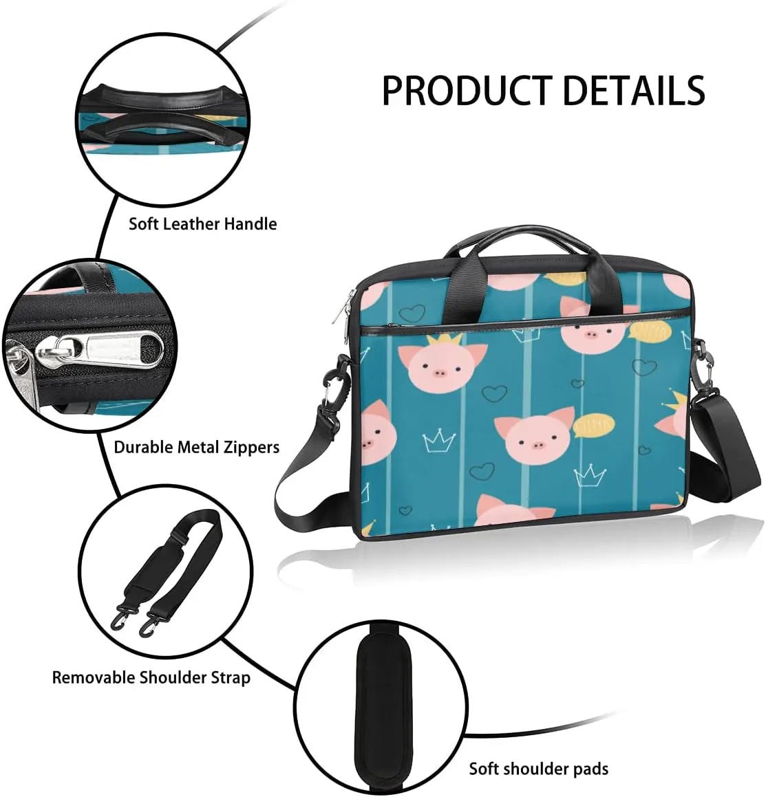 Plant Sunflower Pattern Laptop Shoulder Messenger Bag Waterproof Laptop Briefcase with Handle and Padded Strap Case Sleeve