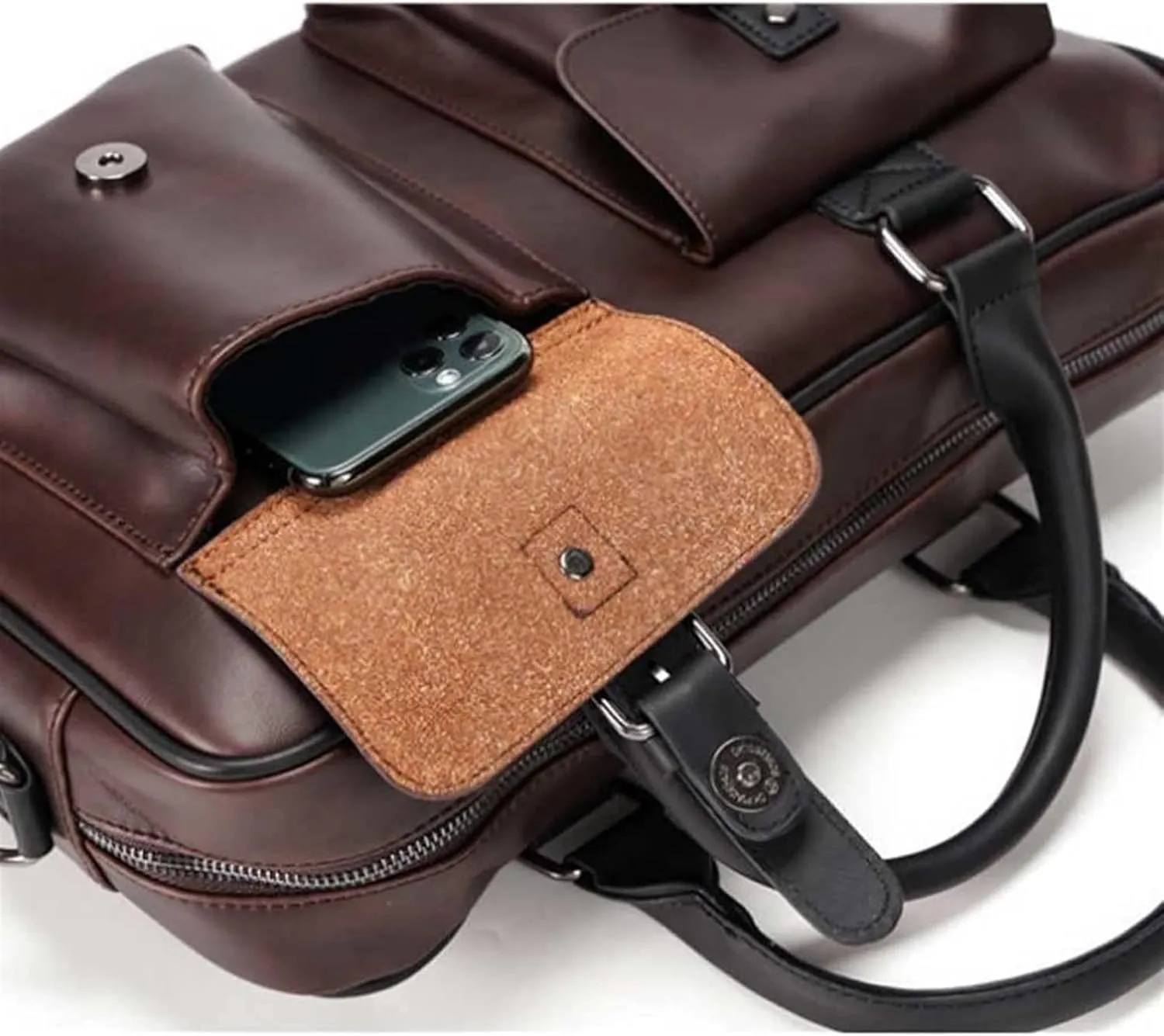 PU Leather Men's Briefcases 13inch Laptop Bag Office Bags for Men Document Business Shoulder Messenger Bag