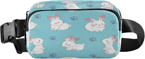 Rabbit Blue Footprint Belt Bag for Women Men Fanny Pack Small Waist Pouch Crossbody Bags for Outdoor Hiking Running Travel