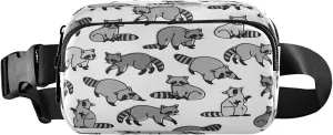 Raccoon Grey Pattern Belt Bag for Women Men Fanny Pack Small Waist Pouch Crossbody Bags for Outdoor Hiking Running Travel
