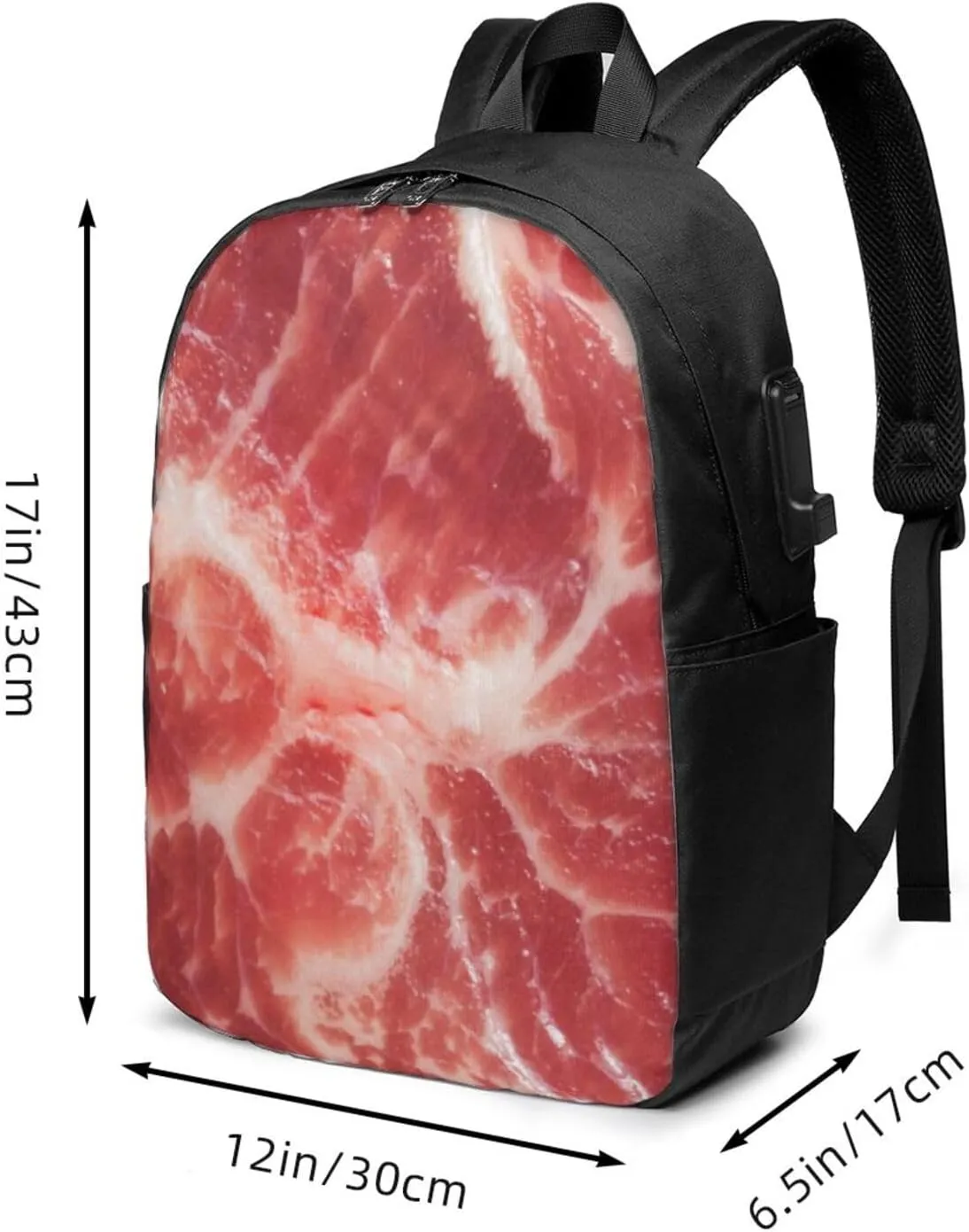 Raw Meat Backpack,Unisex Lightweight Travel Laptop Backpack 17 in Bookbag Daypack