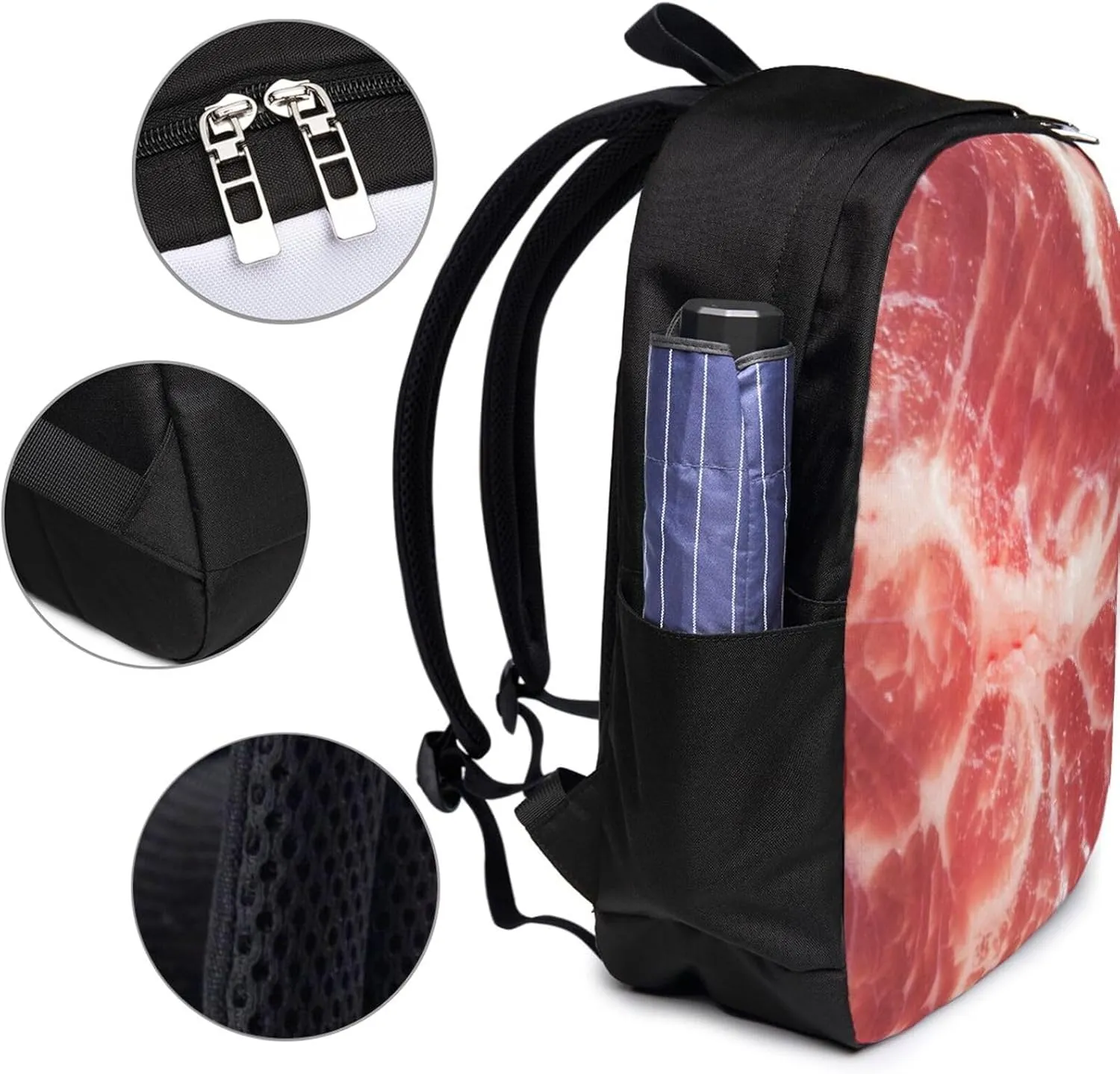 Raw Meat Backpack,Unisex Lightweight Travel Laptop Backpack 17 in Bookbag Daypack