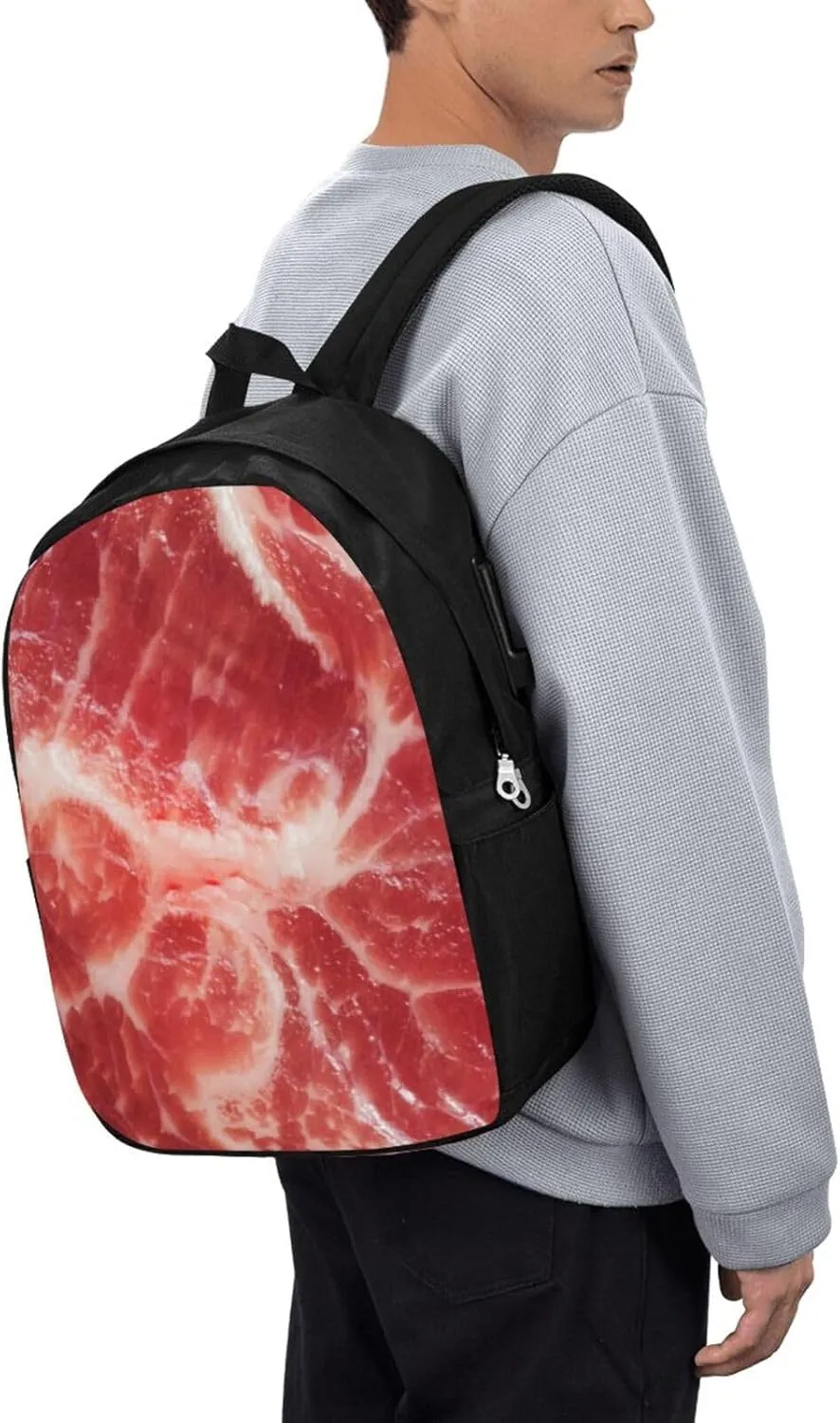 Raw Meat Backpack,Unisex Lightweight Travel Laptop Backpack 17 in Bookbag Daypack
